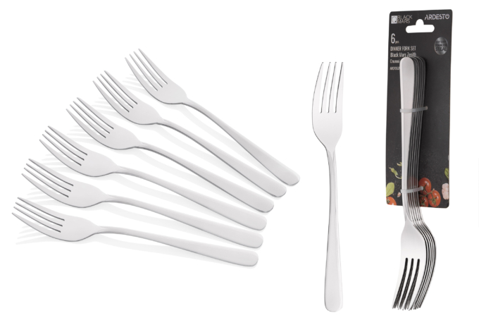 Набор столовых вилок Ardesto Black Mars Zenith, 6 приборов, нержавеющая сталь