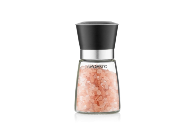 Ardesto Salt and Pepper Mill Gemini, 180ml, glass, plastic, transparent, black