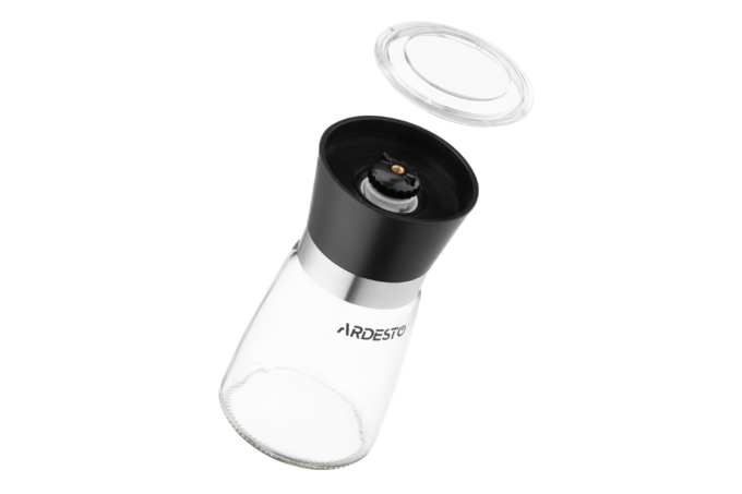 Ardesto Salt and Pepper Mill Gemini, 180ml, glass, plastic, transparent, black