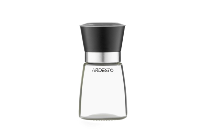 Ardesto Salt and Pepper Mill Gemini, 180ml, glass, plastic, transparent, black