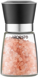 Ardesto Salt and Pepper Mill Gemini, 180ml, glass, plastic, transparent, black