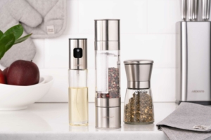 Ardesto Salt and Pepper Mill Gemini, 180ml, glass, stainless steel, transparent