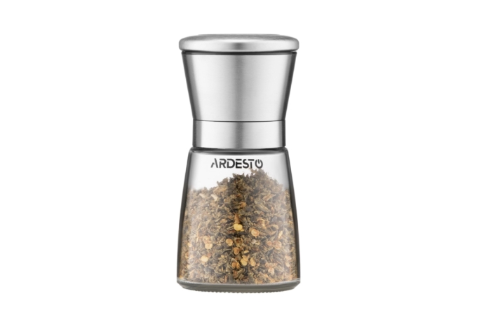 Ardesto Salt and Pepper Mill Gemini, 180ml, glass, stainless steel, transparent