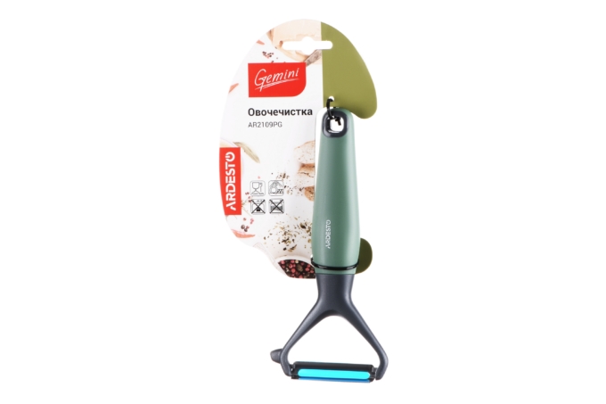 Ardesto Peeler Gemini, 16.1cm, stainless steel, plastic, gray-green
