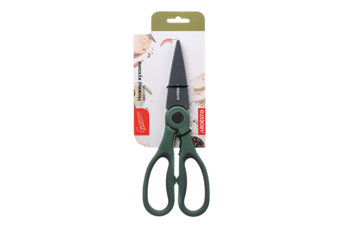 Ardesto Kitchen scissor with cover Gemini, 22.3cm, stainless steel, plastic, gray-green