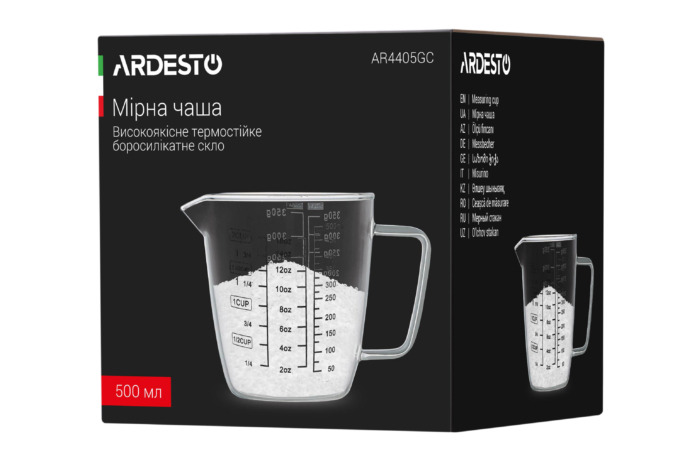 Ardesto measuring cup, 0.5l, borosilicate glass, transparent