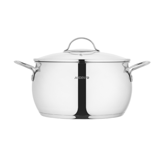Ardesto Casserole with glass lid Gemini Liguria, 6.4l, stainless steel