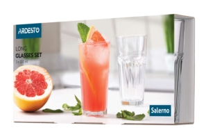 Long drink set ARDESTO Salerno, 300ml, 3pcs, glass, transparent