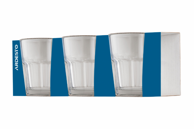 Ardesto Low glasses set Salerno, 305ml, 3pcs, glass, transparent