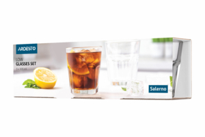 Ardesto Low glasses set Salerno, 305ml, 3pcs, glass, transparent