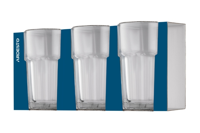 Набор стаканов высоких Ardesto Salerno, 360мл, 3шт, стекло, прозрачный