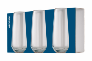 Ardesto Long glasses set Gloria Shine, 480ml, 3pcs, glass, transparent