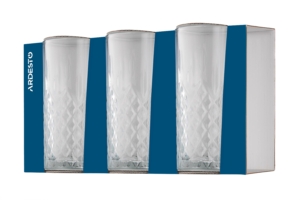 Ardesto Long glasses set Alba, 356ml, 3pcs, glass, transparent