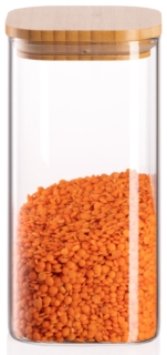 Банка для зберігання Ardesto Midori, 700мл, скло, бамбук, квадратна, прозорий