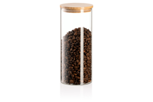 Ardesto Jar Midori, 1000ml, glass, bamboo, round, transparent