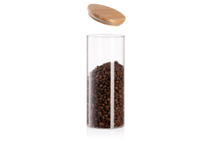 Ardesto Jar Midori, 1000ml, glass, bamboo, round, transparent