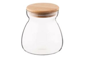 Банка для зберігання Ardesto Fresh Hourglass, 700мл, скло, бамбук, прозорий