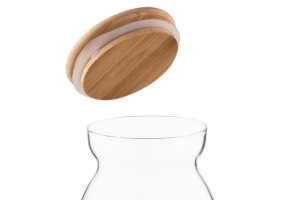 Банка для зберігання Ardesto Fresh Hourglass, 700мл, скло, бамбук, прозорий