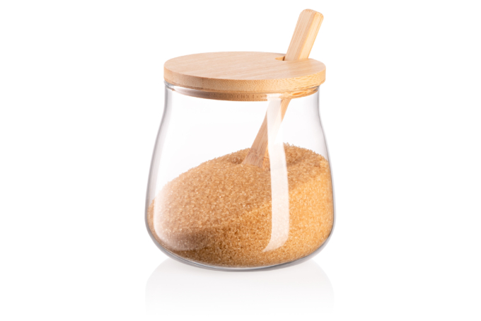 Банка для зберігання Ardesto Midori Sugar, 500мл, скло, бамбук, прозорий