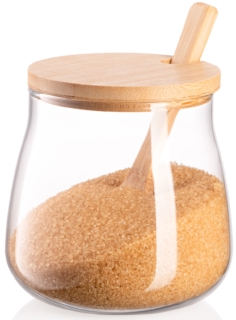 Банка для зберігання Ardesto Midori Sugar, 500мл, скло, бамбук, прозорий