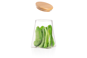 Банка для хранения Ardesto Midori, 740мл, стекло, бамбук, конусная, прозрачный