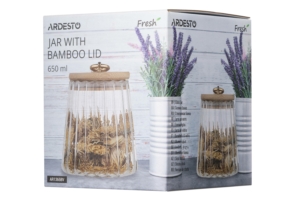 Банка для зберігання Ardesto Fresh Vintage, 650мл, скло, бамбук, прозорий
