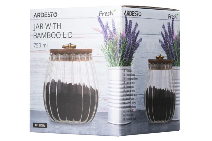 Банка для хранения Ardesto Fresh Vintage, 750мл, стекло, бамбук, прозрачный