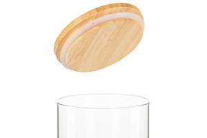 Банка для зберігання Ardesto Midori, 540мл, скло, бамбук, кругла, прозорий