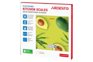 Ваги Ardesto кухонні Avocado, 5кг, AAAx2 в комплекті, скло, багатокольоровий