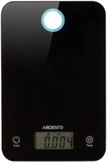 Ardesto scales for kitchen 5кг, CR2032x2 included, glass, black