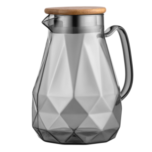 Ardesto Pitcher with lid Graphite, 1500ml, borosilicate glass, bamboo, stainless steel, gray