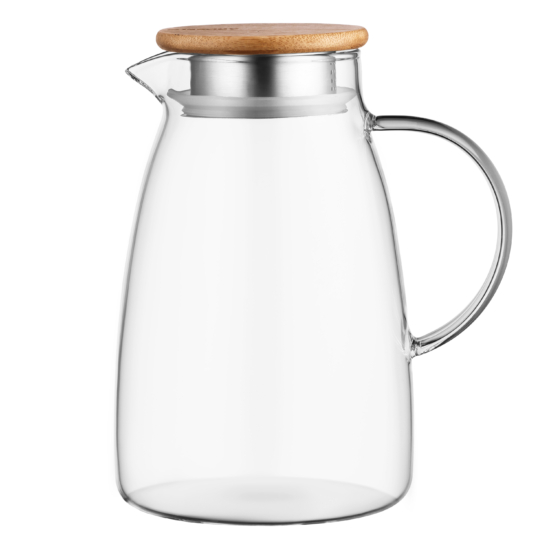 ARDESTO Pitcher with lid, 1500ml, borosilicate glass, bamboo, stainless steel, transparent