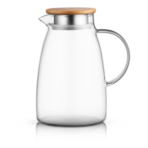 ARDESTO Pitcher with lid, 1500ml, borosilicate glass, bamboo, stainless steel, transparent