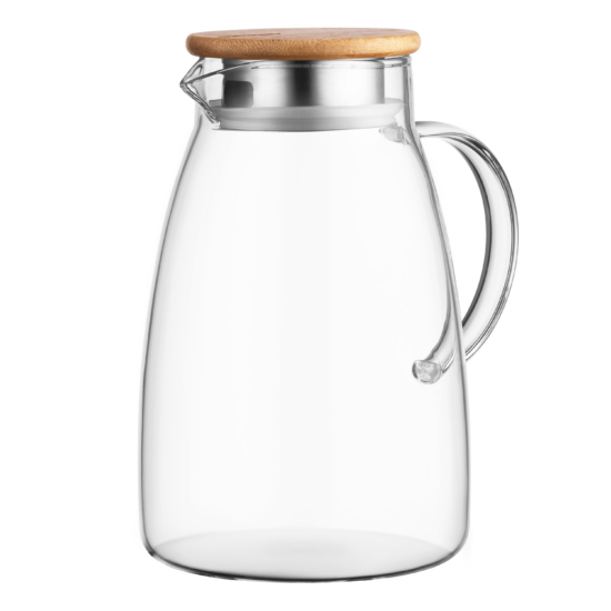 ARDESTO Pitcher with lid, 1500ml, borosilicate glass, bamboo, stainless steel, transparent