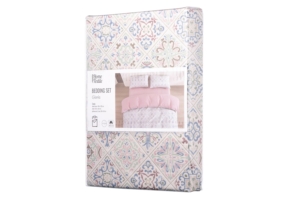 Ardesto Bedding set 1.5 Gloria, sateen, duvet cover160x220cm, sheet 160x220cm, pillowcases (2) 50x70cm, 100% cotton, azulejo pink