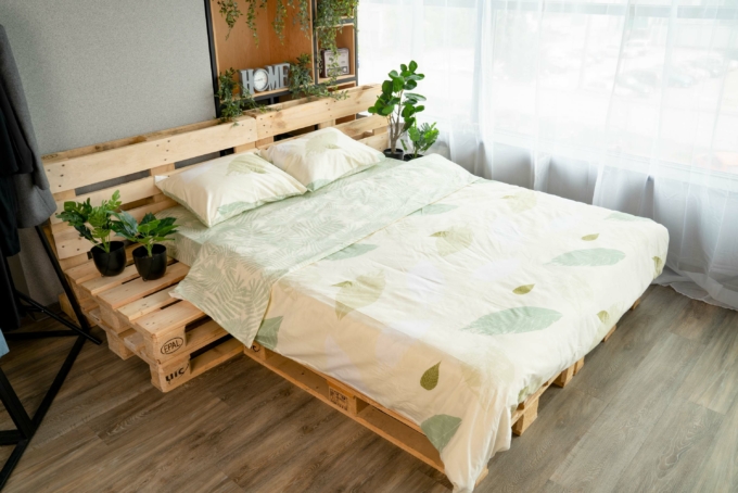 Ardesto Bedding set 1.5 Gloria, sateen, duvet cover160x220cm, sheet 160x220cm, pillowcases (2) 50x70cm, 100% cotton, leaves green