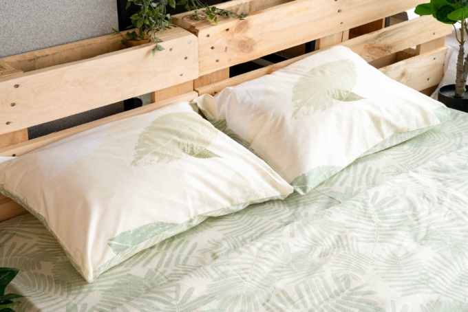 Ardesto Bedding set 1.5 Gloria, sateen, duvet cover160x220cm, sheet 160x220cm, pillowcases (2) 50x70cm, 100% cotton, leaves green