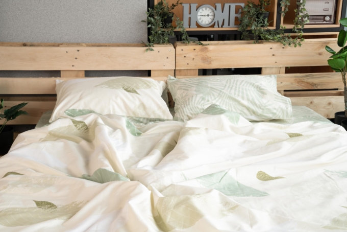 Ardesto Bedding set 1.5 Gloria, sateen, duvet cover160x220cm, sheet 160x220cm, pillowcases (2) 50x70cm, 100% cotton, leaves green