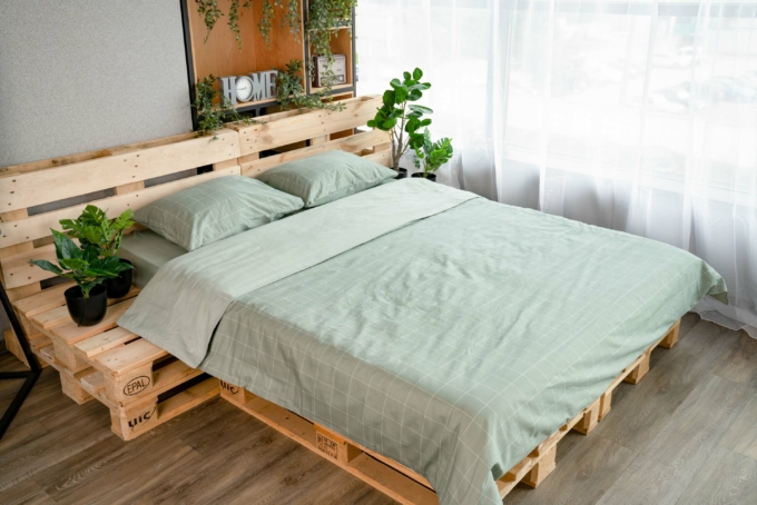 ARDESTO Bedding set 2.0 Gloria, sateen, duvet cover 200x220cm, sheet 230x240cm, pillowcases (2) 50x70cm, 100% cotton, checks green