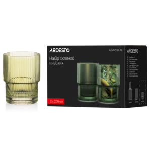 Набір склянок низьких Ardesto 200мл, 2шт, скло, зелений