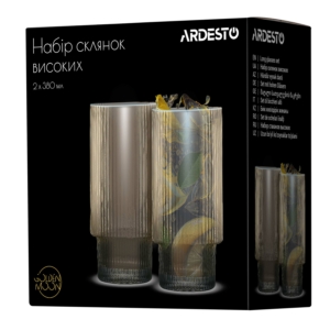 Набор стаканов высоких Ardesto, 380мл, 2шт, стекло, золотистый