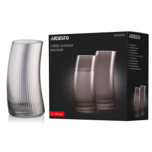 Набор стаканов высоких Ardesto Graphite, 500мл, 2шт, стекло, серый