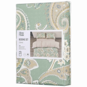 Ardesto Bedding set 1.5 Gloria, sateen, duvet cover160x220cm, bed sheet 160x220cm, pillowcases (2) 50x70cm, 100% cotton, buta beige
