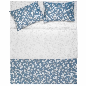 Ardesto Bedding set 1.5 Gloria, sateen, duvet cover160x220cm, bed sheet 160x220cm, pillowcases (2) 50x70cm, 100% cotton, flowers blue
