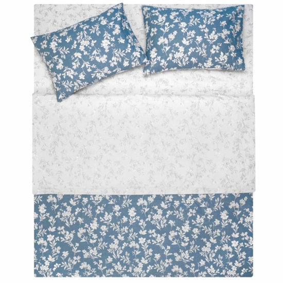 Ardesto Bedding set 1.5 Gloria, sateen, duvet cover160x220cm, bed sheet 160x220cm, pillowcases (2) 50x70cm, 100% cotton, flowers blue