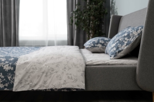 Ardesto Bedding set 1.5 Gloria, sateen, duvet cover160x220cm, bed sheet 160x220cm, pillowcases (2) 50x70cm, 100% cotton, flowers blue