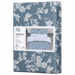 Ardesto Bedding set 1.5 Gloria, sateen, duvet cover160x220cm, bed sheet 160x220cm, pillowcases (2) 50x70cm, 100% cotton, flowers blue
