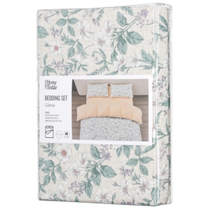 Ardesto Bedding set 2.0 Gloria, sateen, duvet cover 200x220cm, bed sheet 230x240cm, pillowcases (2) 50x70cm, 100% cotton, flowers powder