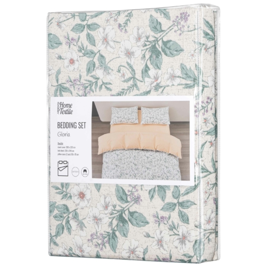 Ardesto Bedding set 2.0 Gloria, sateen, duvet cover 200x220cm, bed sheet 230x240cm, pillowcases (2) 50x70cm, 100% cotton, flowers powder
