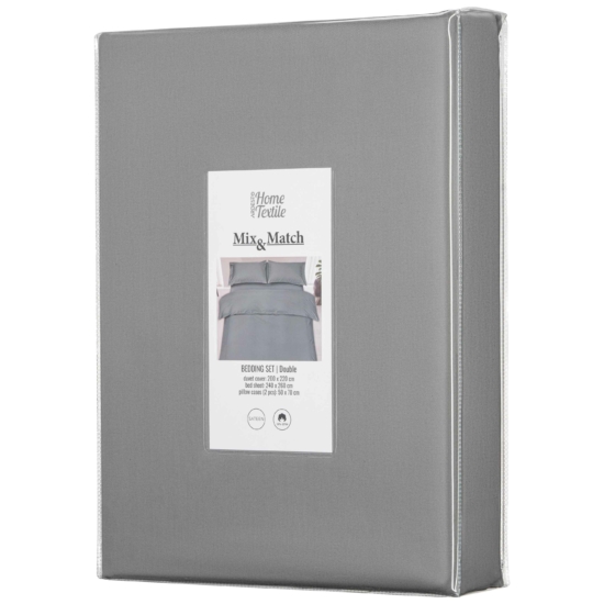Ardesto Bedding set 2.0 Mix&Match, sateen, duvet cover 200x220cm, bed sheet 240х260cm, pillowcases (2) 50x70cm, 100% cotton, gray